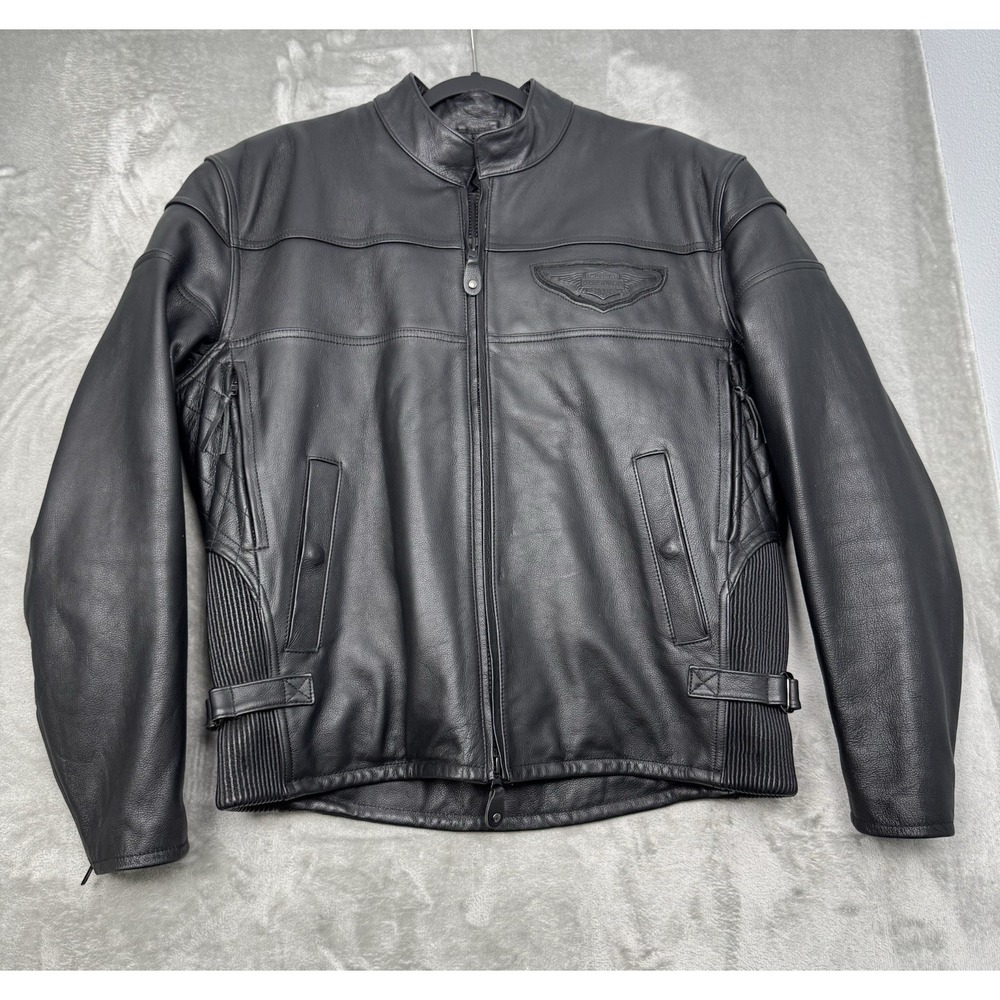 Vintage Harley Davidson Jacket Mens Large Black Riding Leather Competition Cafe